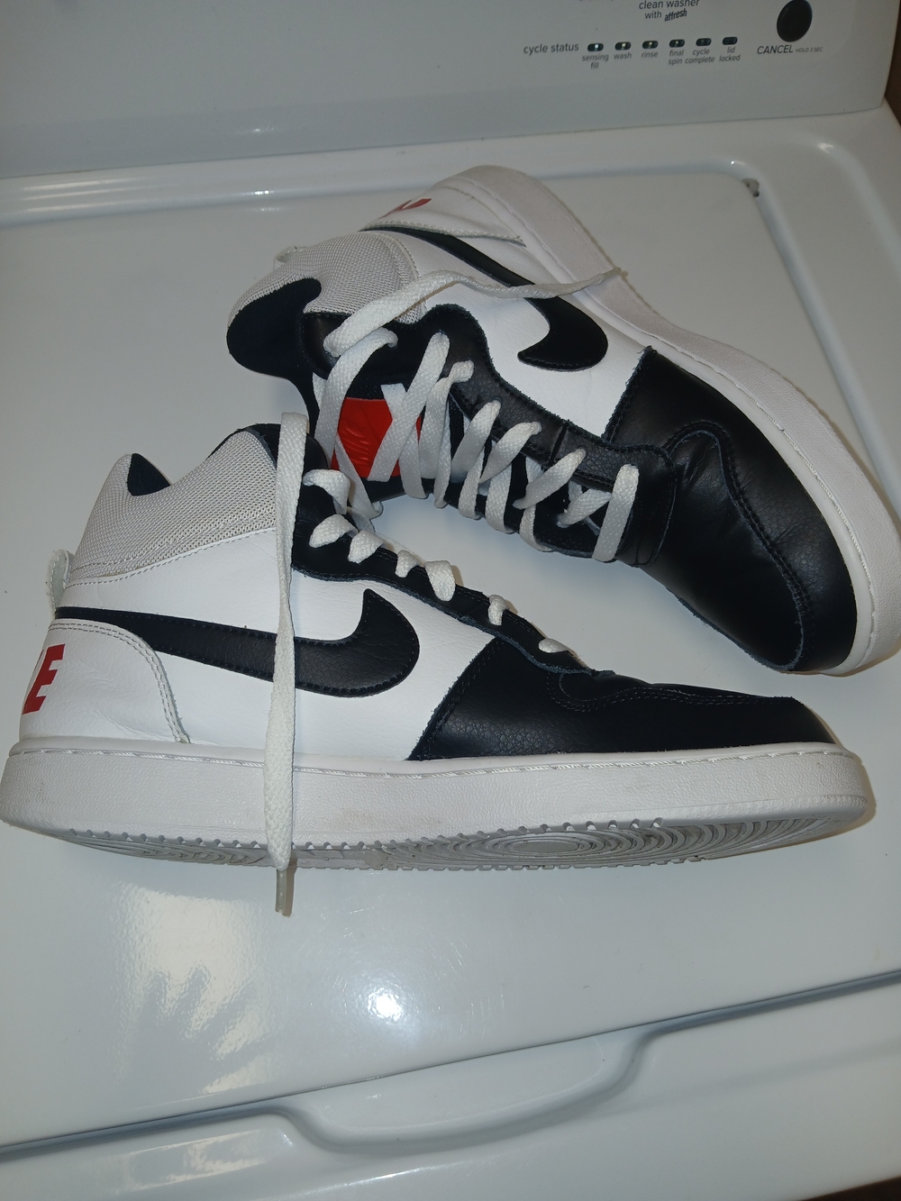 Nike White, Black & Red High-Top Basketball Sneakers
